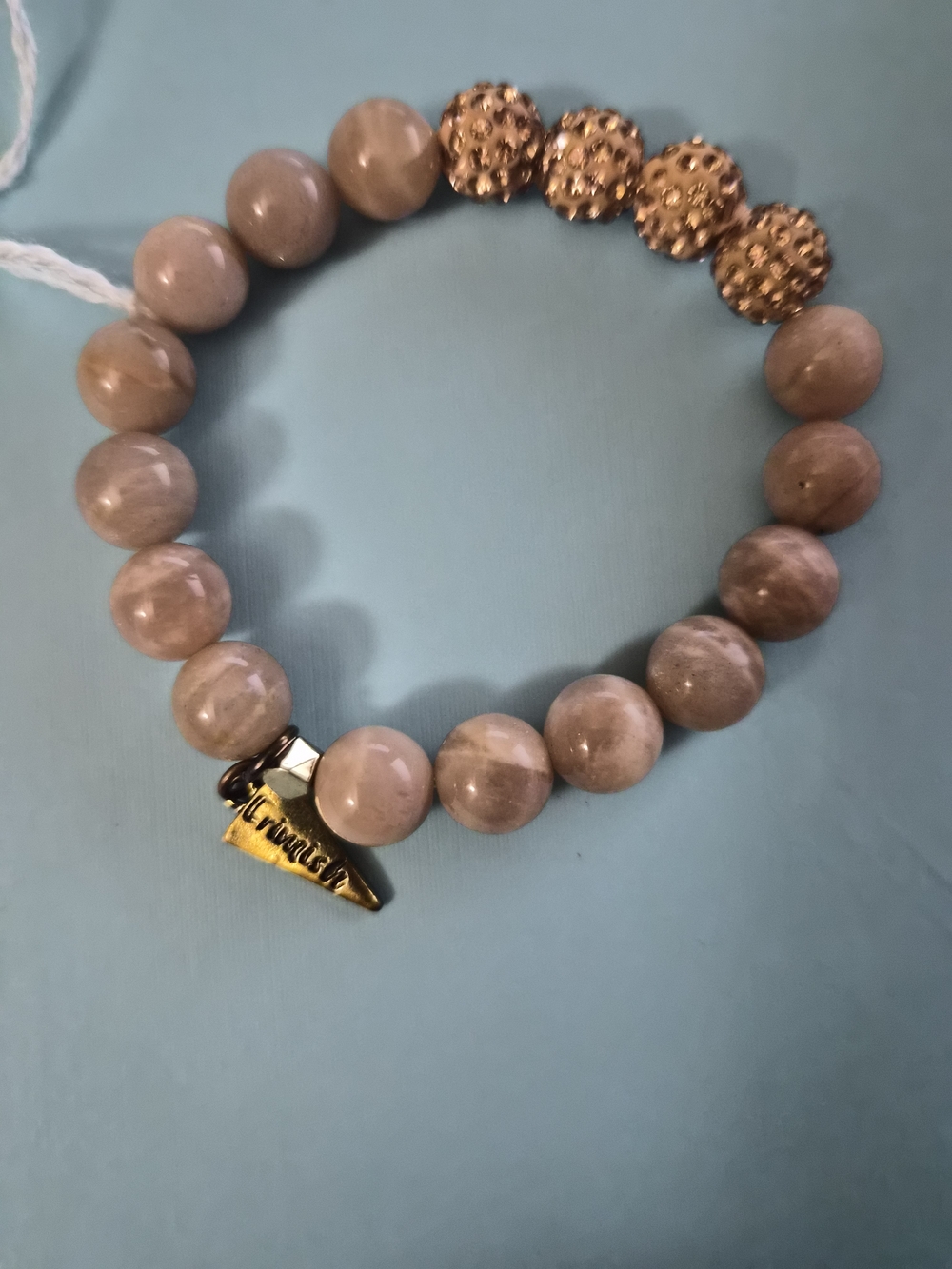 Erimish Beige Beaded Bracelet with Gold Accent Beads